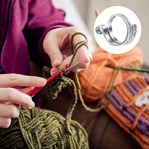 ANCIRS 2 Pack Knitting Crochet Loop Ring for Fingers, Adjustable Crochet Tension Ring, Metal Open Yarn Guide Finger Holders, Knitting Thimbles for Crochet- Gold & Silver - color: 1 Gold+1 Silver