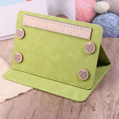 Cowenhey Pattern Holder, Knitting Chart Holder, Accessories Knitting Pattern Holder Foldable Knitting Chart Keeper with Ruler for for Fixed Crochet Pattern on Knitting Pattern Holder (Green) - color: Green