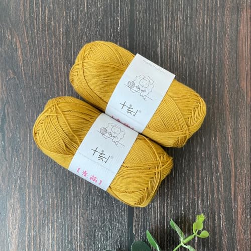 Linen Rayon Lyocell Blend Yarn, Superfine Fingering Weight (1), 150g/5.29oz (3 Strands, 50g/230yds per Strand)- 11 Mustard - color: SM11-Mustard