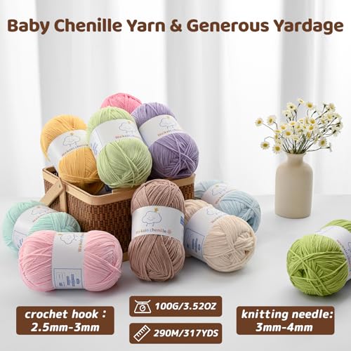 Fluffy Chenille Yarn for Crocheting，Baby Yarn for Crocheting Soft，2 Pack of 100g/3.5oz Velvet Amigurumi Yarn ，Fingering Weight Yarns for Crocheting Baby Blankets、DIY Craft.(2 Aqua Green) - color: [2 Aqua Green]