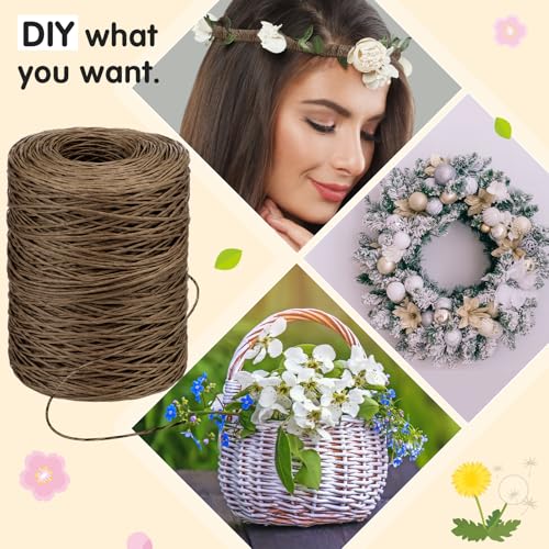 Syhood 673 Feet Floral Vine Bind Wire Rustic Craft Wire, Dark Khaki | For DIY Craft Wrapping, Flower Bouquets Garland Arrangements, , Christmas Wreath Making - color: Dark Khaki, size: 673 Feet