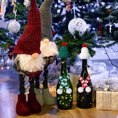 Bencailor 48 Pcs Mini Knit Hats Scarves Set for Christmas DIY, Cute Color | Included Tiny Hats and Scarves, Pom Pom Knit Style, Bright Assorted Colors, Snowman Crafts, Doll Decor Ornaments Set - color: Cute Color