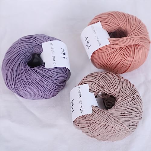 Fine Weight Knitted and Crocheted Cotton Yarn, 100% Long Staple Cotton Yarn, Baby Sports, 2 Packages of 100g/3.52oz (Per Skein 50g/162yards)-Twilight Purple - color: PM19-Twilight Purple