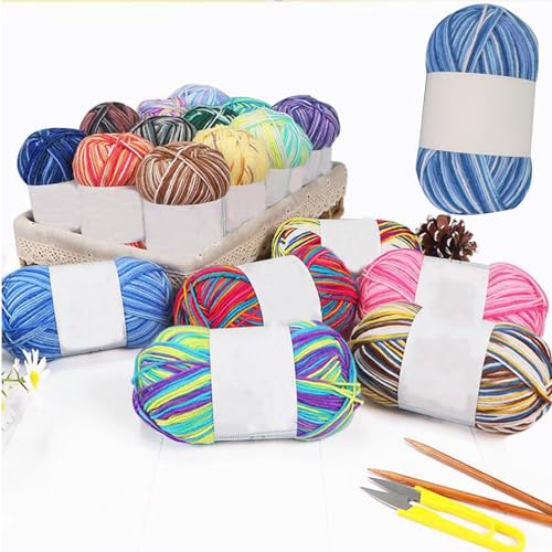 Threads for Knitting Yarn Crochet Yarn Rainbow for Crocheting Knitting Projects(Sky Blue) - color: Sky Blue