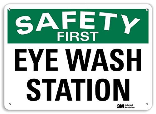 SmartSign “Safety First - Eye Wash Station” Sign | 10" x 14" 3M Reflective Aluminum - color: 10" x 14" 3M Reflective Aluminum