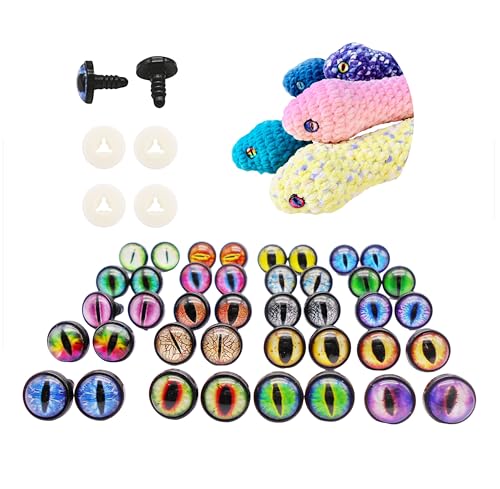 JJGQAZ 20Pairs 10MM Glass Safety Craft Eyes Owl Snake Lizard Eyes with Washers for Amigurumis Plush Animals Crochet Dragon Cat Dolls Making - size: 10MM