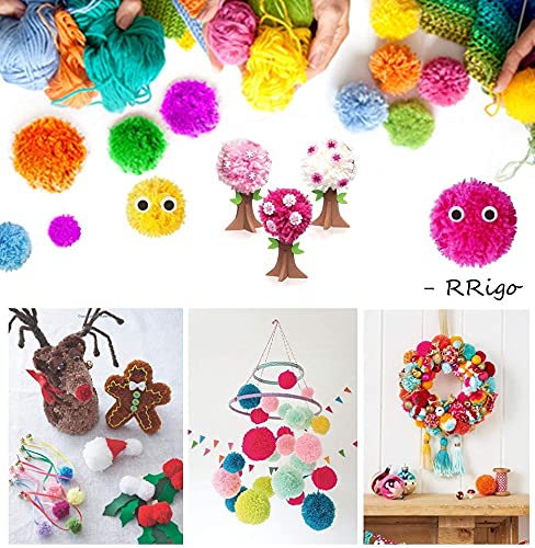 RRigo Pom Pom Maker, 4 Sizes Pompom Maker Tool Set for Fluff Ball Weave DIY Wool Yarn Knitting Craft Project for kitting Lover(30)