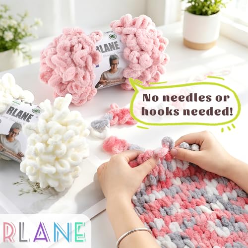 Loop Yarn for Finger Knitting Soft - Chunky Yarn for Hand Knitting - 2 Pack of 180 G/6.4 Oz - #7 Jumbo - 18 Yards - Chenille Blanket Yarn for Crocheting Blankets Amigurumi (2, Seaport Teals) - color: Seaport Teals