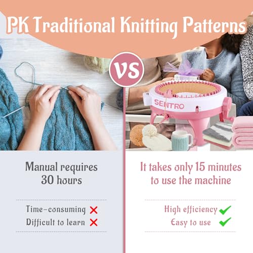 SENTRO Knitting Machine 48 Needles with Row Counter, Crochet Knitting Loom Machine for Beginners - size: 48 Needles