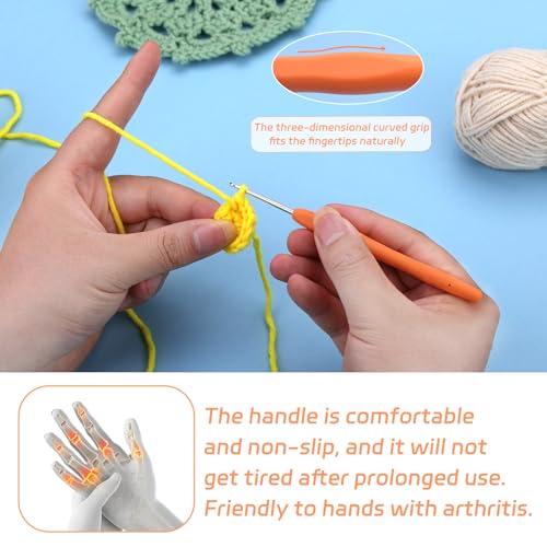 QMNNMA 1.75 mm Crochet Hook, Ergonomic Crochet Hooks, Crochet Needles | Ergonomic Crochet Hooks for Arthritic Hands, Crochet Needles for Yarn, Extra Long Knitting Needles for Beginners - size: 1.75mm