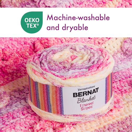 Bernat Blanket Ethereal Stripes Soft Yarn for Crocheting, Bouquet 2-Pack | #6 Super Bulky Yarn, 100% Polyester, Self-Striping Blanket Yarn for Crochet, Knitting & Crafts, 220yds, 300g/10.5oz per skein - color: Bouquet