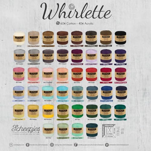 Scheepjes Whirlette Yarn 100g - 860 Ice Cream, Cotton-Acrylic Blend - color: Ice, size: 4 millimeters