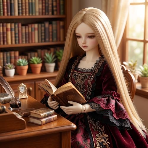 Long Straight 8-9" 1/3 BJD MSD DOD Pullip Dollfie Wig Centre Parting DIY Making Hair Accessories - color: Ash Brown