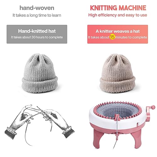 Knitting Machine 40 Needles,Smart Loom Knitting Machine with Row Counter | Knitting Board Rotating Double Knit Loom Machine for 𝐀𝐝𝐮𝐥𝐭𝐬 Gift,DIY Knit Scarf Hat Sock(with Wool) - size: 40 Needles