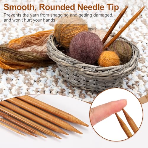 HARFINGTON 4Pcs Double Pointed Knitting Needles Size US 4 (3.5mm) 16" Long Carbonized Bamboo Straight Knitting Needles for Beginners Handmade Creative DIY Craft Yarn Projects - size: Size US 4 (3.5mm)