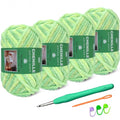 4-Pack Super Soft Chenille Velvet Yarn for Crocheting, Medium to Bulky (#4-#5), Multicolor Chenille Yarn for Blanket Making,Plushies and Beginner Knitting Crafts (Green) - color: Green