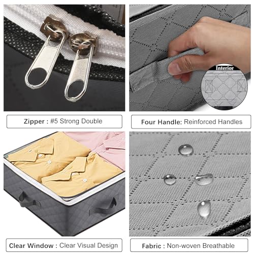 BiCINE 8 Pack Under Bed Storage, 90L Foldable Closet Containers Organizers | Under Bed Storage Bins, Underbed Storage Bags for Wrapping Paper, Blanket, Towels, Clothes, Comforter, Sweaters, Linen Sheet - color: Grey-8Pack