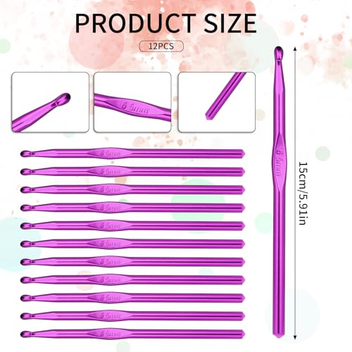 Abeillo 12 PCS 6.5 mm Crochet Hook, US Size K/10.5 Crochet Hooks Aluminum Knitting Needles for Yarn Craft, Crochet Needles - color: 6.5mm
