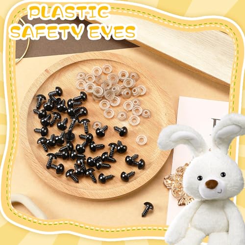 UPINS 600pcs 10mm Black Safety Eyes with Washers for Amigurumi Crochet Doll | 10mm Plastic Craft Eyes with Washers, Amigurumi Doll, Stuffed Animal, DIY Crafts Making Supplies - size: 10MM
