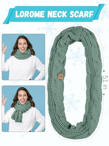 LOROME Winter Beanie Hat Scarf Gloves, Warm Fleece Knit Neck Scarf Set Gift | Hats Gloves Scarf Set, Touchscreen Gloves, Universal Size Neck Scarf Set Winter Gifts for Unisex Adult Winter Wear - color: Mint Green