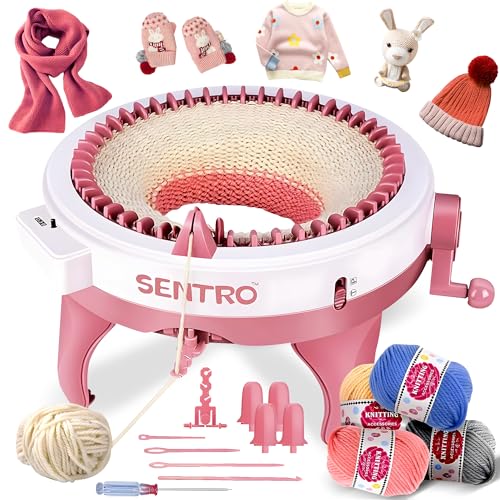 ROHSCE 48 Needles Knitting Machine, DIY Craft Kit for Adults and Kids | Circular Knitting Machine with Row Counter, Weaving Loom Round, Board Rotating Double, DIY Hats, Scarves, Socks and Crafts - color: 48 Needle Round Loom