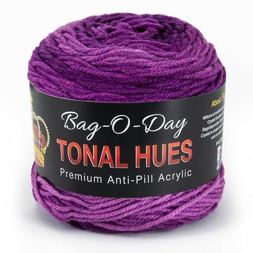 Mary Maxim Bag-O-Day Tonal Hues Ombre Yarn for Crocheting and Knitting, Medium Worsted Weight Anti-Pilling Acrylic Yarn Cake - 280 Yards, 5.3 OZ, Your Majesty Queen - color: Your Majesty Queen