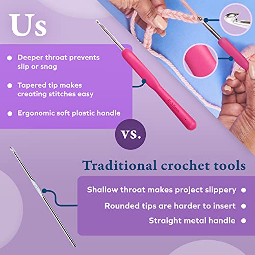 BeCraftee Crochet Hooks Kit - 31 Piece Set with 9 Ergonomic Hook Sizes, 6 Yarn Needles, Additional Knitting & Crochet Supplies and Carrying Case, for Adults and Kids, Comfortable/Easy to Use