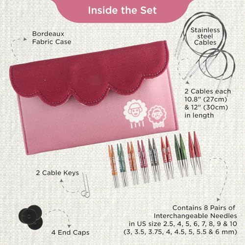 KnitPro Dreamz Mini Interchangeable Circular Needle Set 2" (5cm) | 8 US Sizes (2.5 to 10)