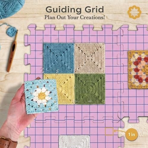 Unordinary Granny® Crochet Blocking Set-9Pc Extra Thick 12x12 Interlocking EVA Foam Mats with Grid, 150 T-Pins, Felt Storage Bag and Cotton Pouch, Blush Pink - color: Blush Pink