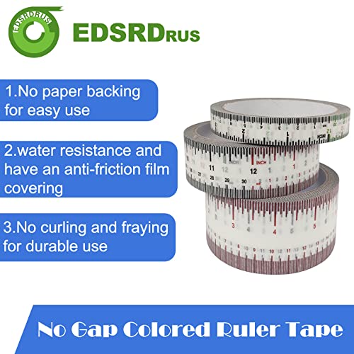 EDSRDRUS 3 Rolls Ruler Tape 1/2, 1, 1-1/2 Inch Repeating 12inch No Gap Color Imprint, No Residue Masking Tape Measure for Painting, Woodworking, Sewing & DIY(White) - color: White, size: No Gap - (1/2in+1in+1-1/2in) * 67Yard