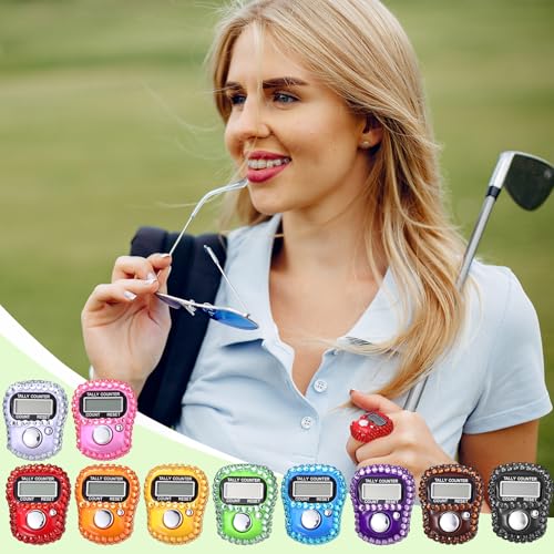 Simgoing Electronic Finger Clicker Counter, Rhinestones Tally Tasbeeh Counter Gifts for Prayer Islamic Golf Counting Goods Lap Knitting Bling Accessories - color: Multicolor
