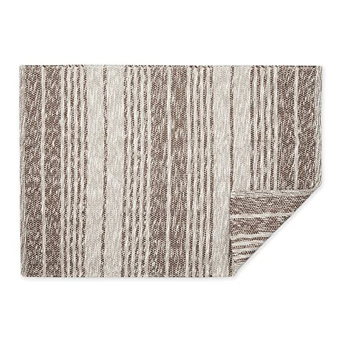 DII Woven Rag Rug Collection Recycled Yarn Variegated Rustic Stripe, 2x3', Leather Brown - color: Leather Brown