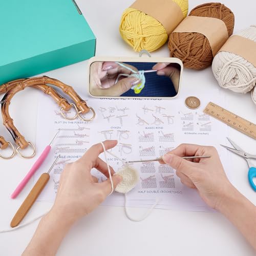 ACRNIGHEET Sunflower Crochet Bag Kit Crochet Kit for Beginners Handbag Making Kit with Tutorials Beginner Crochet Kit DIY Project for Starter Boho Style Gift for Handicraft Enthusiasts