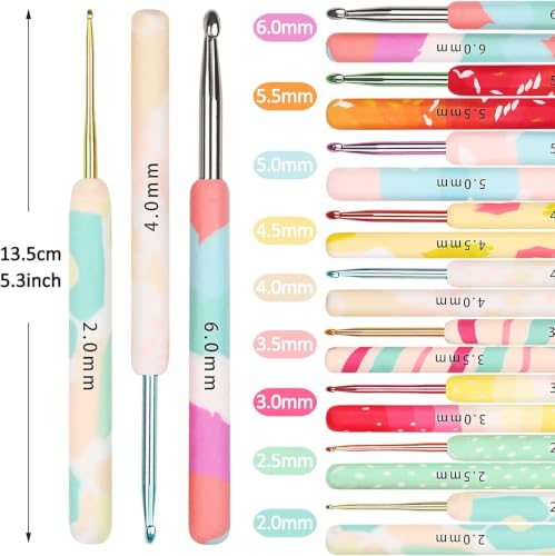 Coopay Warm Crochet Hook, Comfortable Crochet Hooks Set-Bright Fruit | Cute Crochet Needles for Crocheting Aluminum Soft Grip for Mum, Ergonomic Knitting Hook for Yarn Craft for Crochets Beginner - color: Bright Fruit