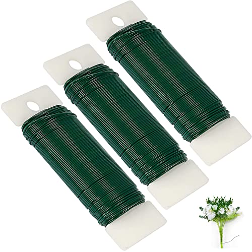 Green Floral Wire 22 Gauge,Green Wire for Crafts Christmas Wreaths Tree | 3 Pack 117 Yards Flexible Paddle Wire Crafts Wire for Garden Florist Garland and Floral Flower Arrangements