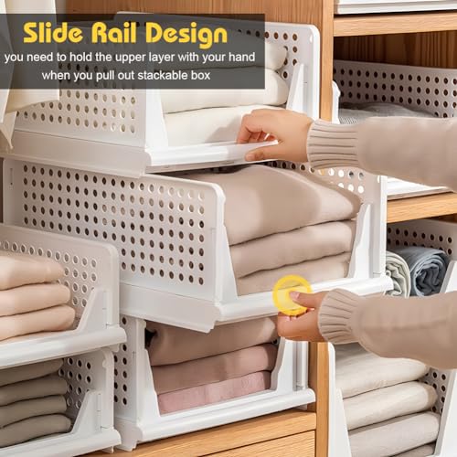 yazi 5 Pack Stackable Closet Storage Box | Closet Shelf Organizer and Storage Plastic Drawer Storage,Wardrobe Organizer Closet Organizers Storage - size: 5L