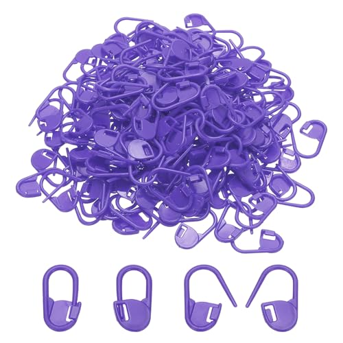 PATIKIL Crochet Stitch Markers, 200Pcs Plastic Knitting Markers Needle Pin Locking Stitch Marker for Sewing Crocheting DIY Craft, Purple - color: Purple
