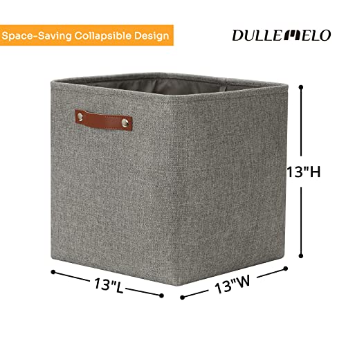 DULLEMELO Cube Storage Boxes,13 inch Fabric Baskets Closet Storage Bins for Home Organization and Storage,Stackale Gift Baskets Empty for Nursery Clothes Toys Kids Storage(Grey) - color: Grey, size: L-13"x 13"x 13"