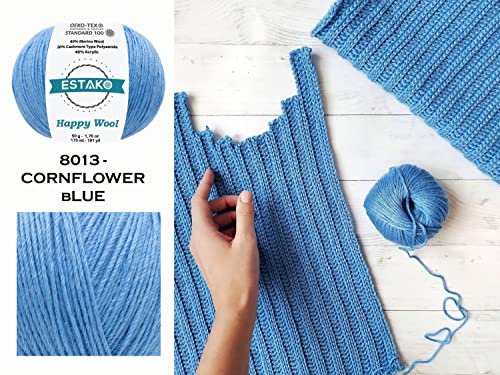 Estako Happy Wool, 40% Merino Wool Fingering Yarn, Milky Brown, 6-Pack | soft, sock weight, 300 g, 1146 yds, baby clothes, sweaters, scarves, hats, 3 mm needles - color: 8035 - Milky Brown, size: 6 Skeins