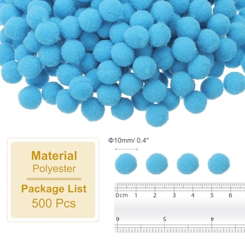 PATIKIL 0.4inch Pom Poms for Crafts, 500pcs Small Pompoms for Crafts Mini Puff Balls Bulk High Elasticity Fuzzy Balls for Hats Christmas Art DIY, Blue - color: Blue, size: 0.4inch
