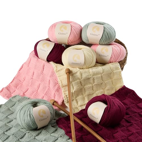 100% Merino Wool Yarn, 6-Ply Luxurious and Soft Yarn for Hand Knitting & Crocheting, 1.76 OZ/50g, 127 yds/116 Meters(Baby Pink, 3 Balls) - color: Baby Pink, size: 3 balls
