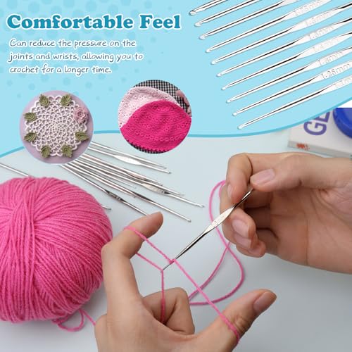 16 Pcs Lace Crochet Hooks Set, 0.5mm-2.5mm Small Crochet Hooks | Crochet Needles for Crocheting Yarn, Knitting Needles Set with Large-Eye Blunt Needles Stitch Markers - size: 33 PCS