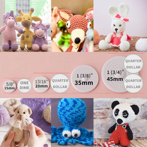 RuWfpz Doll Joints for Amigurumi Crochet 20mm 20 Sets Plastic White 13/16" | Add More Flexibility, Toy Safety Joints for Stuffed Animals, Movable Amigurumi Crafts Teddy Bear Joints for Arm Leg Neck - size: 20 mm