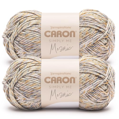 Caron Simply Me Mosaic Yarn for Crocheting & Knitting, Claypot, 2-Pack | #5 Bulky Yarn, 62% Acrylic, 20% Nylon & 18% Wool, Multicolor Yarn for Crochet, Knitting and Crafts, 173yd, 140g/5oz per skein - color: Claypot