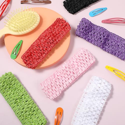 6 PCS Crochet Headbands for Women, Colourful Crochet Head Scarf Retro Knit Elastic Headbands, Soft Stretchy Headband for Parties Sports Activities