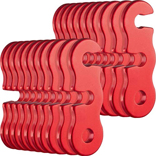 SATINIOR 20 Pieces Guyline Tensioner Aluminum Alloy Tent Cord Paracord Tensioner Guy Line Rope Adjusters Cord Tighteners for Outdoor Tent Camping Hiking Accessories - color: Red