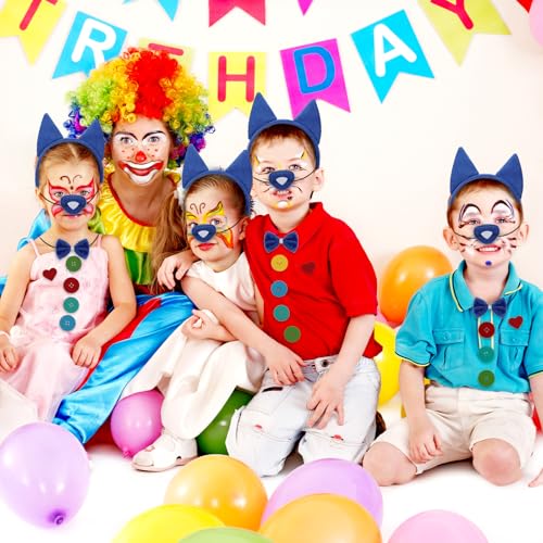 Mototo Zoo Animals Costume Accessories Set Animal Ears Headband for Adult with Tail Bow Tie for Halloween Dress Up Party - style: Blue Cat