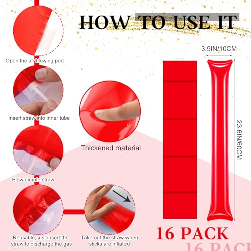 40 Pcs Red Hand Clappers and red Thunder Sticks Pom Poms Cheerleading for Sporting Events Football Games School Team Spirit Items Party Favors Dance - style: red