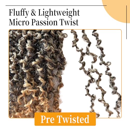8 Inch Pre-Looped Yanky Twist Crochet Hair, 30 Strands/Pc, Mini Passion Twists, Senegalese Braiding Hair (T27, 8 Pcs/Pack) - color: T27, size: 8in (8/pack)