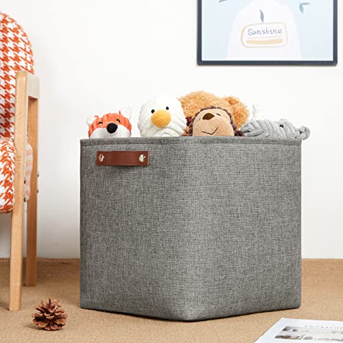 DULLEMELO 12 inch Cube Storage Bins, Large Collapsible Grey Storage Baskets for Square Cubes Organizing, Fabric Boxes Bins for Shelves Nursery Home Office Storage(4 Pack - 12" Grey) - color: Grey, size: M-12"x 12"x12"